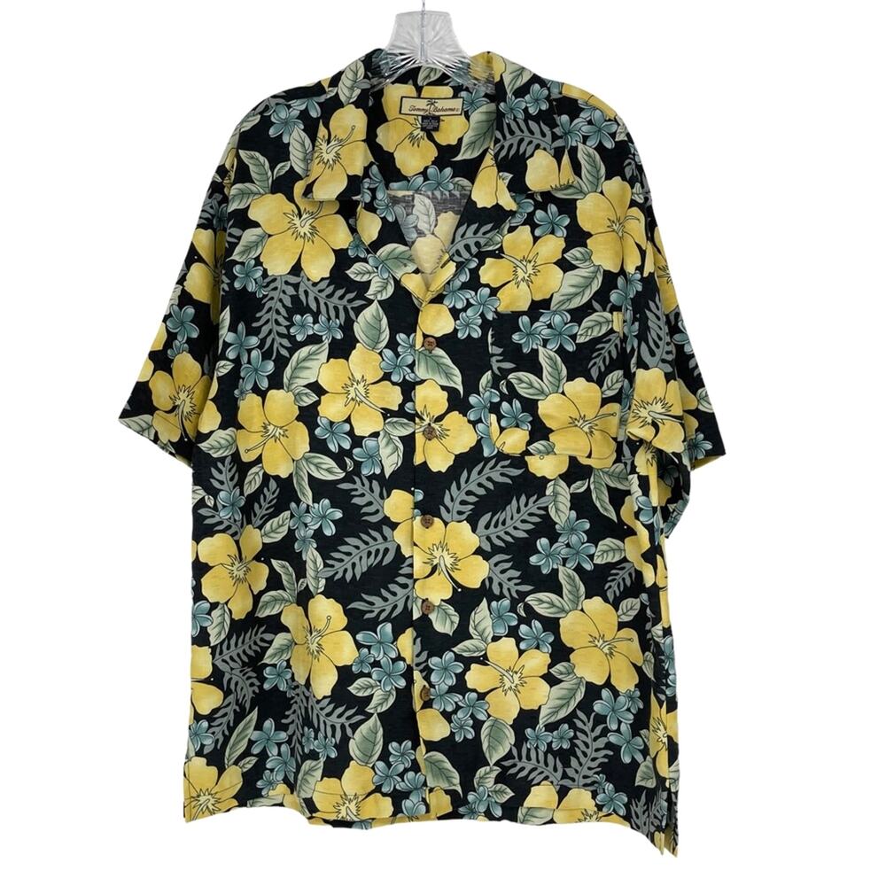 Tommy Bahama Hawaiian 100% Silk Shirt Vacation Tropical Size Large Resort Swim